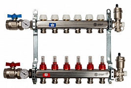 STOUT Коллектор 6 вых с расходомерами в сборе из нержавеющей стали 