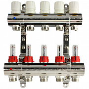 TIM Коллектор с расходомерами KD009 1&quot; х 9 вых. (без кранов,возд,слив.) для теплого пола