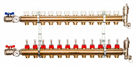 STOUT Коллектор 12 вых с расходомерами в сборе из латуни  