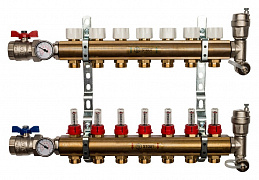 STOUT Коллектор 7 вых с расходомерами в сборе из латуни  