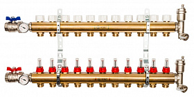 STOUT Коллектор 11 вых с расходомерами в сборе из латуни  