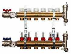 STOUT Коллектор 6 вых с расходомерами в сборе из латуни  