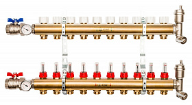 STOUT Коллектор 10 вых с расходомерами в сборе из латуни  