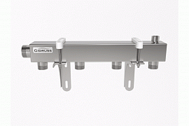 GIDRUSS Коллектор DMSS-32-25x4 (вход G 1¼˝, транзитный выход G 1¼˝, 4 выхода G 1˝), нерж.сталь