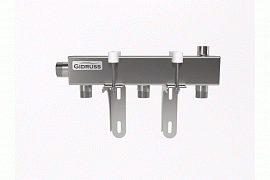 GIDRUSS Коллектор DMSS-25-20x3 (вход G 1˝, транзитный выход G 1˝, 3 выхода G ¾˝), нерж.сталь