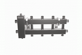 GIDRUSS Коллектор с гидрострелкой BMSS-60-5DU (2 контура вниз + 2 вверх + 1 в сторону), нерж. сталь