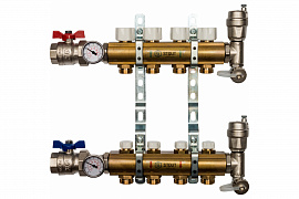 STOUT Распределительный коллектор из латуни без расходомеров 4 вых.